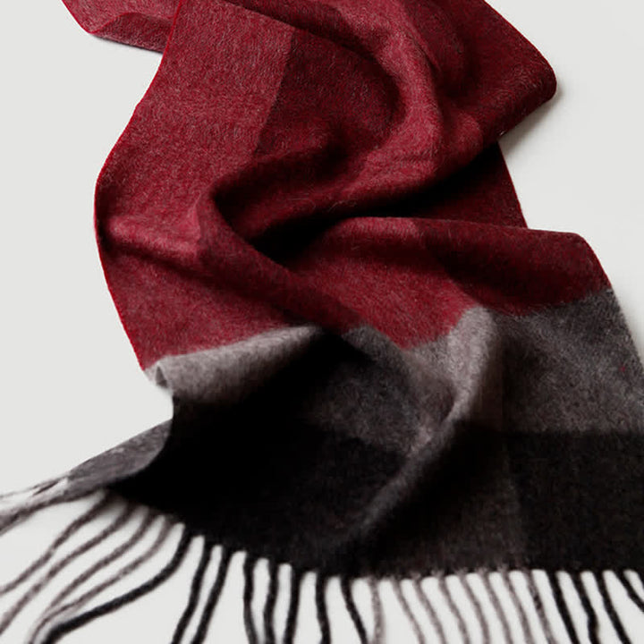 Écharpe en cachemire à carreaux assortis en trois couleurs pour homme