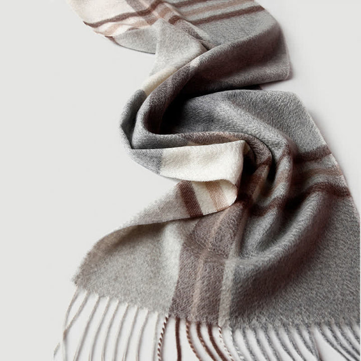 Écharpe en cachemire à carreaux assortis en trois couleurs pour homme