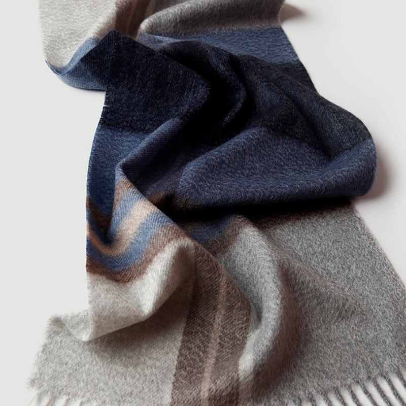 Écharpe en cachemire à carreaux assortis en trois couleurs pour homme