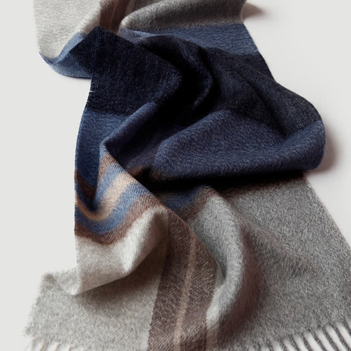 Écharpe en cachemire à carreaux assortis en trois couleurs pour homme