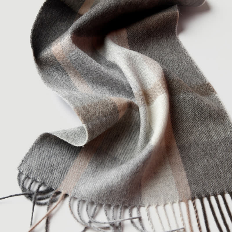Écharpe en cachemire à carreaux assortis en trois couleurs pour homme
