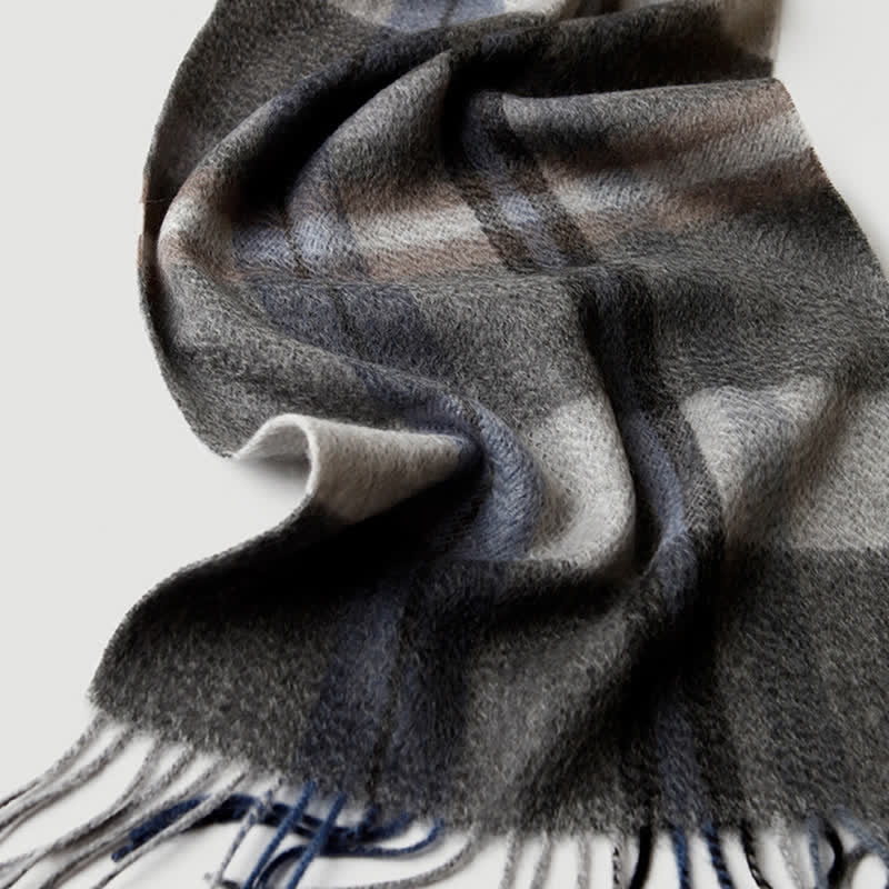 Écharpe en cachemire à carreaux assortis en trois couleurs pour homme
