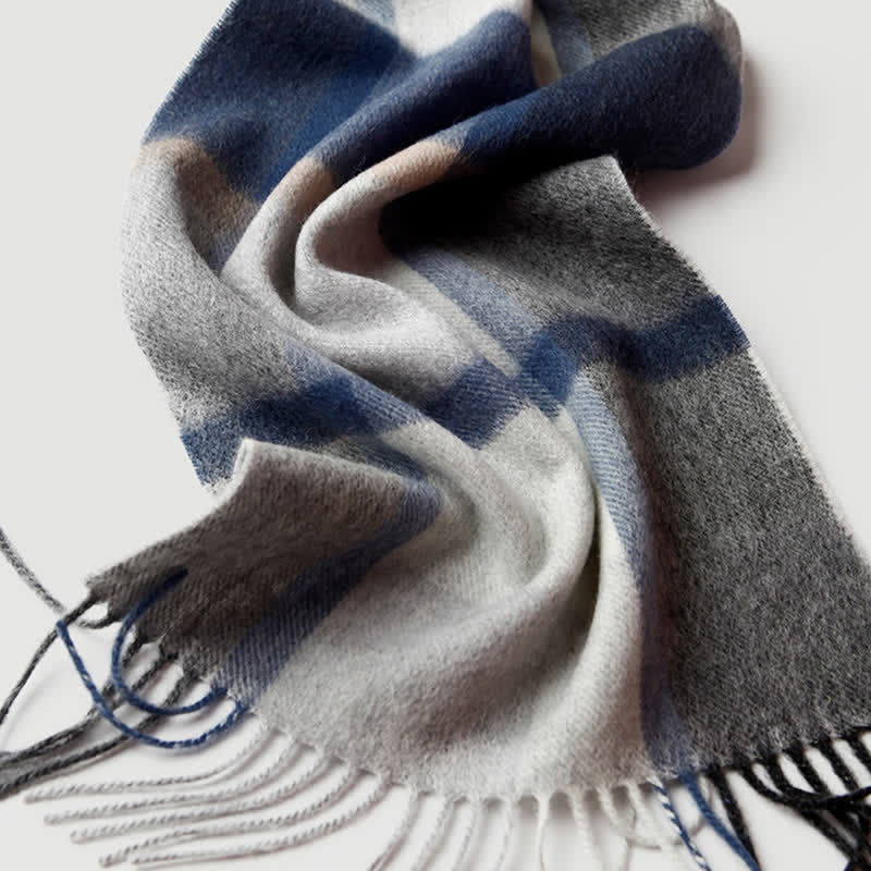 Écharpe en cachemire à carreaux assortis en trois couleurs pour homme