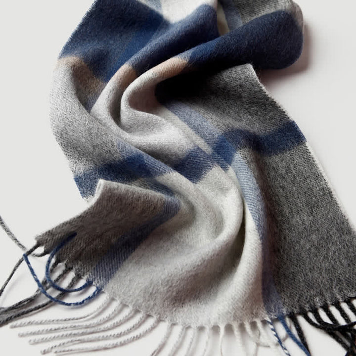 Écharpe en cachemire à carreaux assortis en trois couleurs pour homme