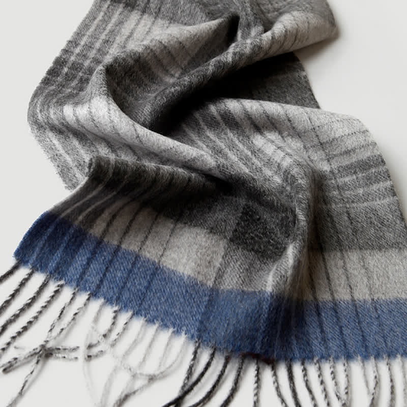Écharpe en cachemire à carreaux assortis en trois couleurs pour homme