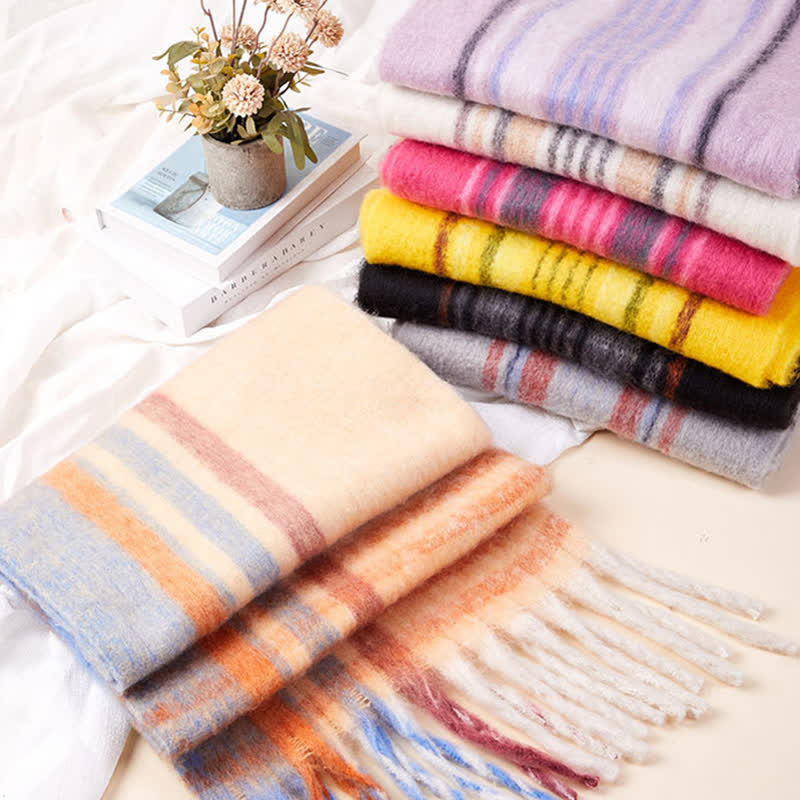 Écharpe chaude unisexe classique à pampilles et à carreaux - image 7