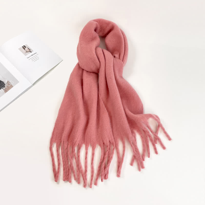 Écharpe unisexe épaisse et surdimensionnée de couleur unie