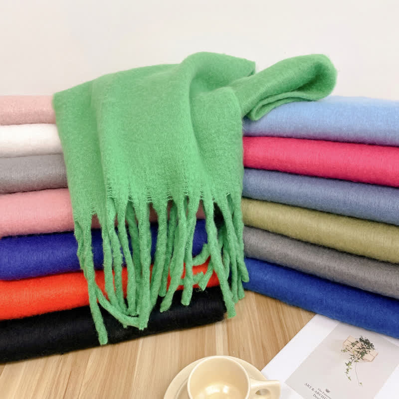 Écharpe unisexe épaisse et surdimensionnée de couleur unie