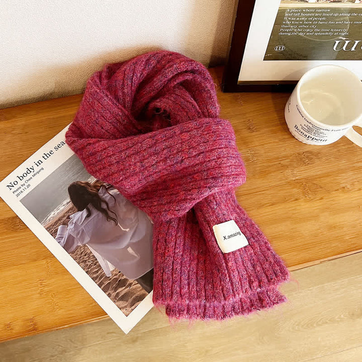 Écharpe étroite unisexe en tricot confortable de couleur unie