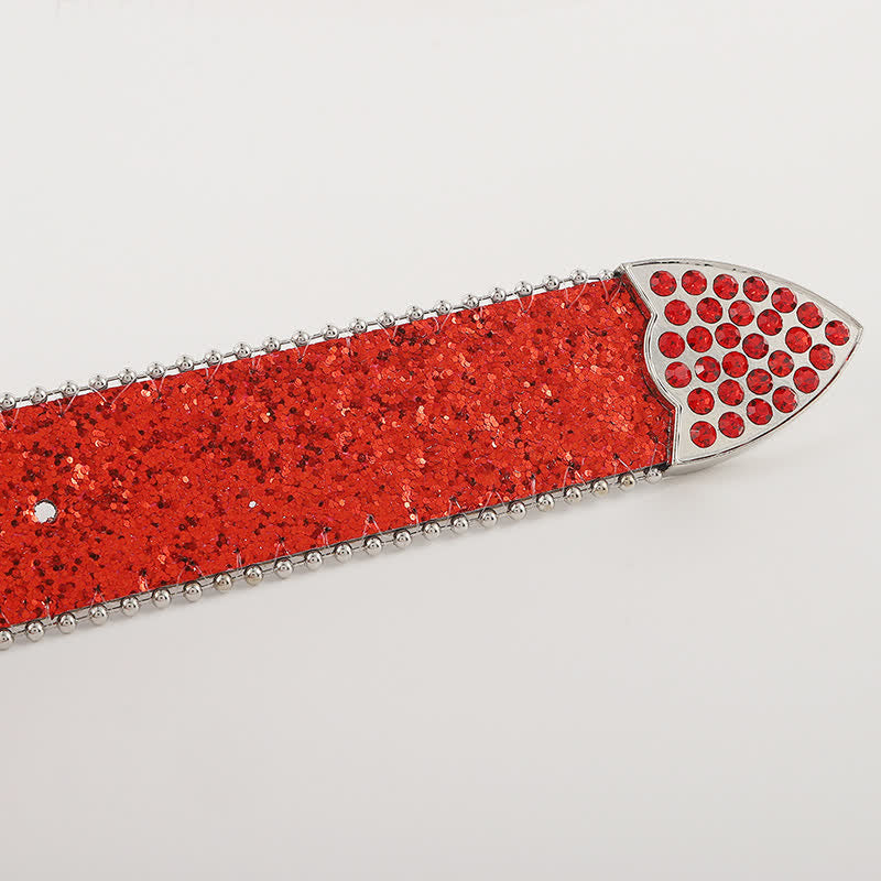 Ceinture en cuir avec boucle en strass et tête de mort