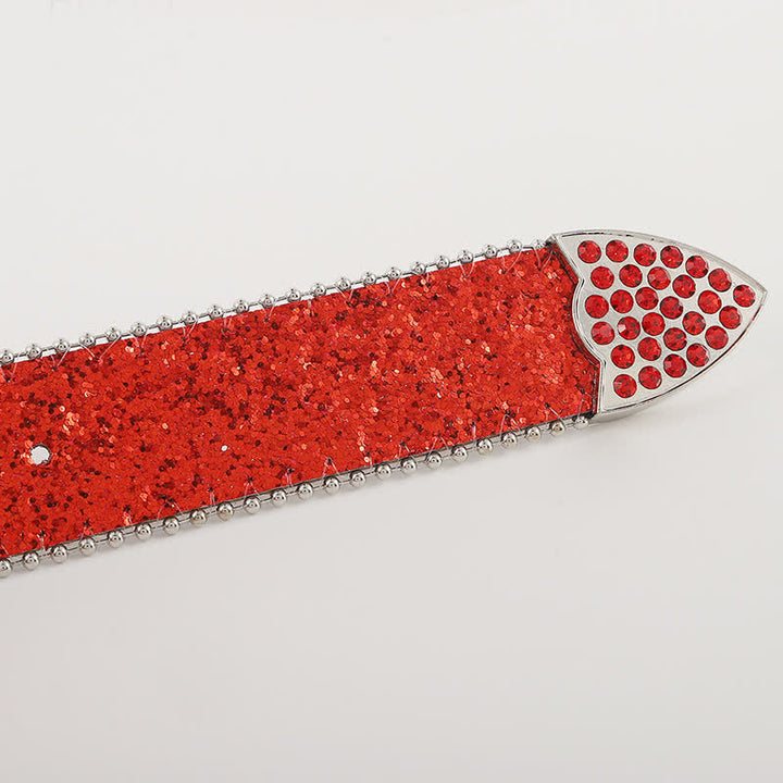 Ceinture en cuir avec boucle en strass et tête de mort