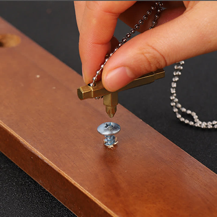 Collier pendentif porte-clés tournevis EDC en croix - image 2