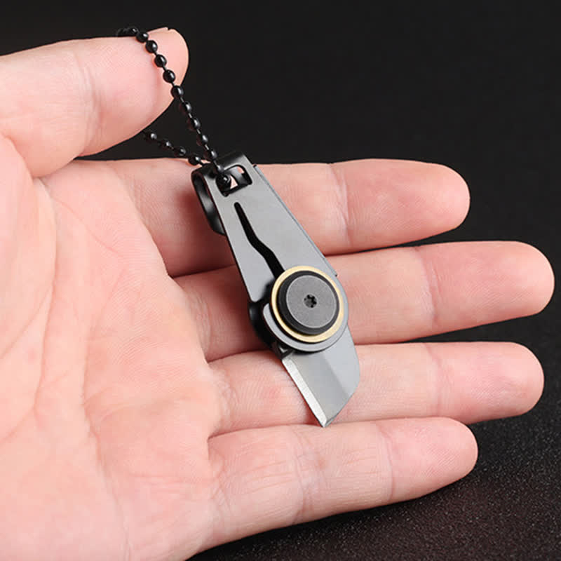 Couteau pliant EDC noir, porte-clés tactique portable