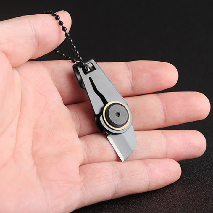 Couteau pliant EDC noir, porte-clés tactique portable