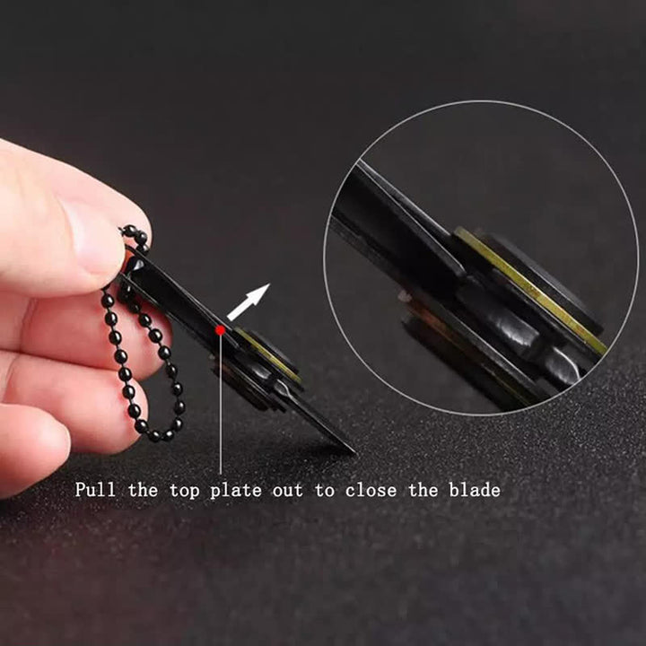 Couteau pliant EDC noir, porte-clés tactique portable