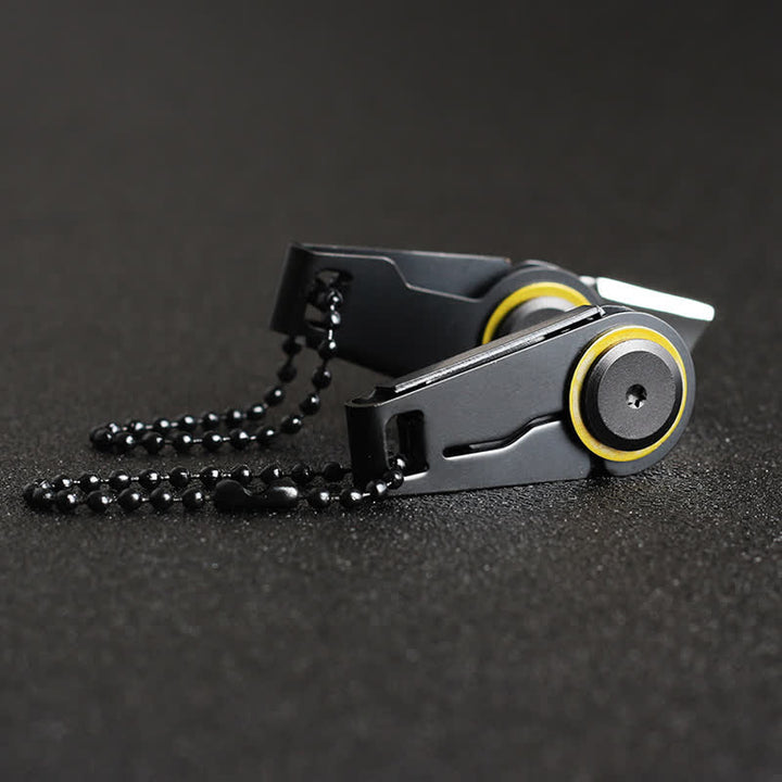 Couteau pliant EDC noir, porte-clés tactique portable