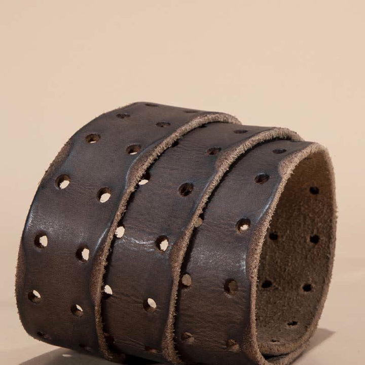 Ceinture intemporelle en cuir de vachette à double boucle carrée