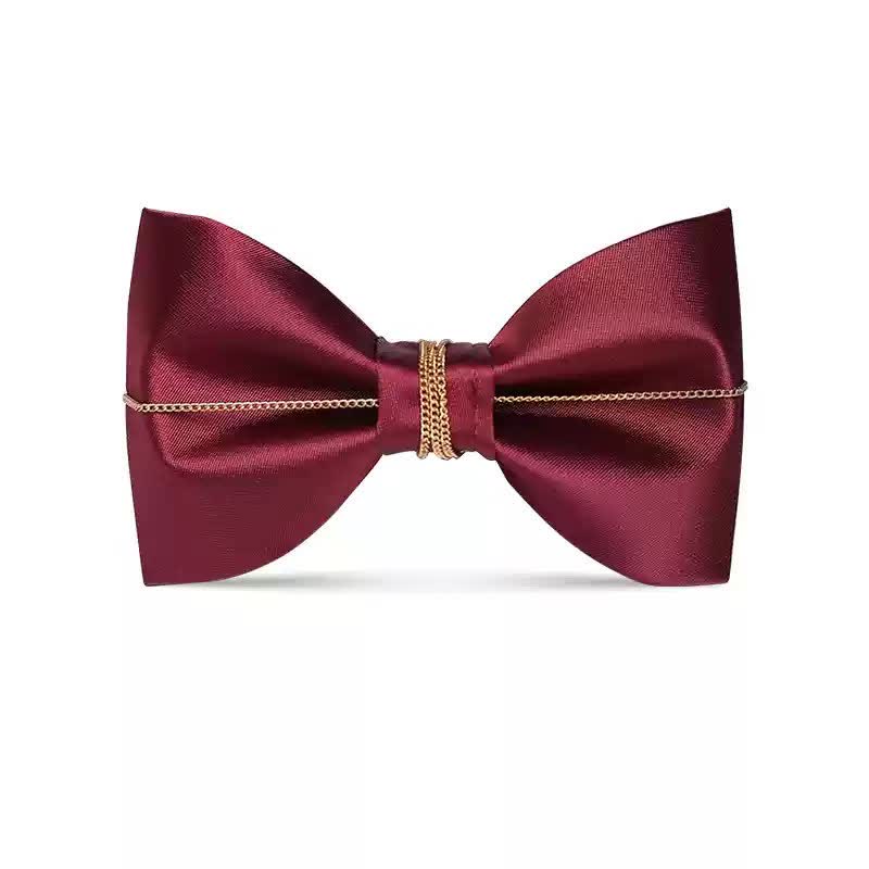 Nœud papillon bordeaux pour homme avec ornements en feuilles métalliques