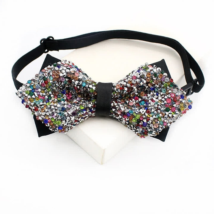 Nœud papillon de fête pour homme avec pierres brillantes multicolores