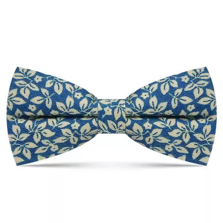 Nœud papillon en coton à motif de feuilles blanches subtiles pour homme