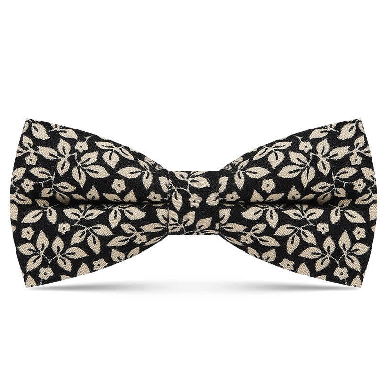 Nœud papillon en coton à motif de feuilles blanches subtiles pour homme