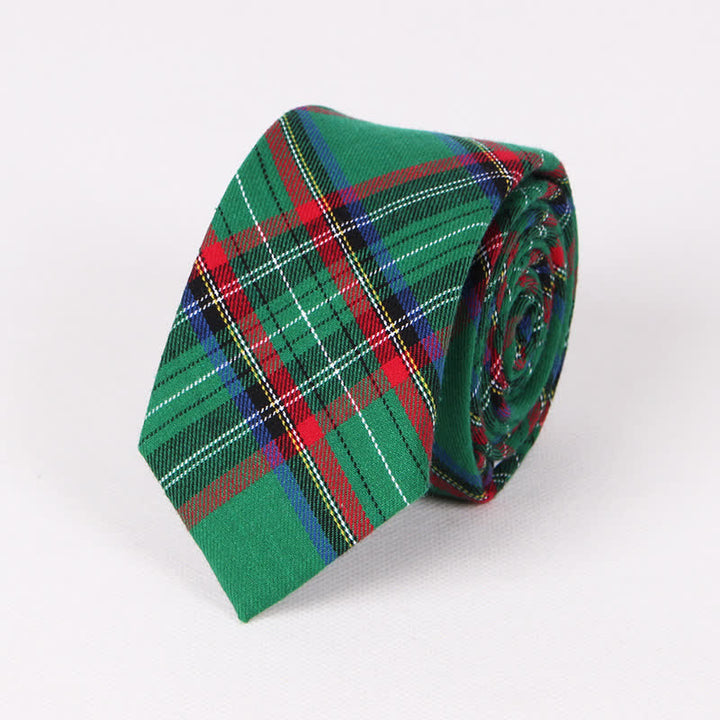Cravate traditionnelle à carreaux verts et rouges pour homme