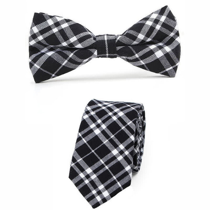 Nœud papillon à carreaux tendance pour homme, avec mouchoir et cravate. - Style n° 6 - 2 pièces - image 29