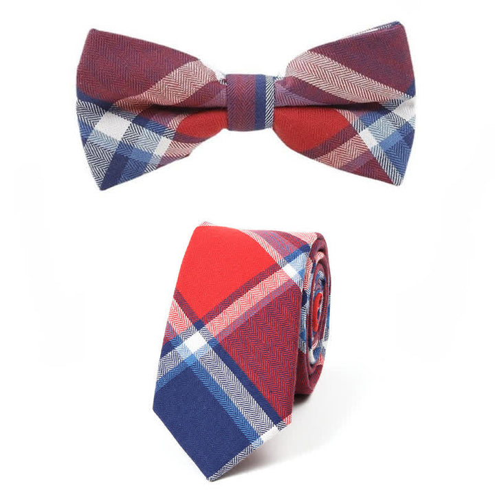 Nœud papillon à carreaux tendance pour homme, avec mouchoir et cravate. - Style n° 7 - 2 pièces - image 32