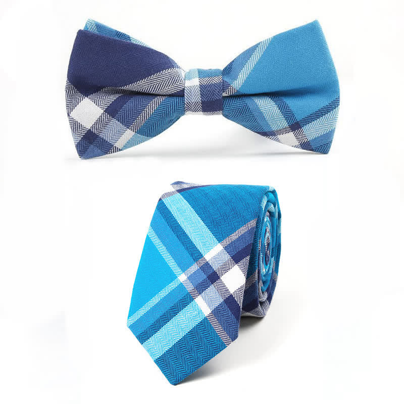 Nœud papillon à carreaux tendance pour homme, avec mouchoir et cravate. - Style n° 8 - 2 pièces - image 35