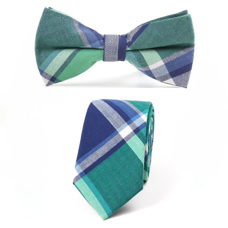 Nœud papillon à carreaux tendance pour homme, avec mouchoir et cravate. - Style n° 9 - 2 pièces - image 38