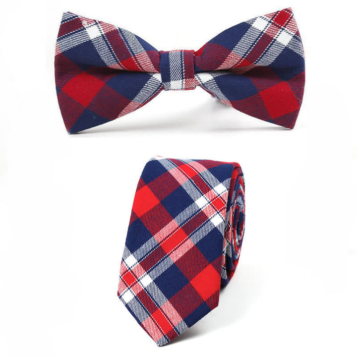 Nœud papillon à carreaux tendance pour homme, avec mouchoir et cravate. - Style n° 10 - 2 pièces - image 41