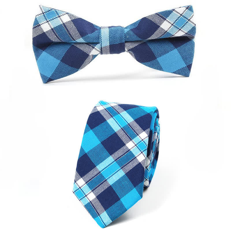 Nœud papillon à carreaux tendance pour homme, avec mouchoir et cravate. - Style n° 14 - 2 pièces - image 53