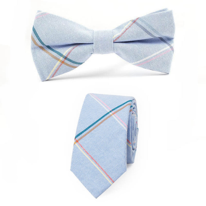 Nœud papillon à carreaux tendance pour homme, avec mouchoir et cravate. - Style n° 15 - 2 pièces - image 56