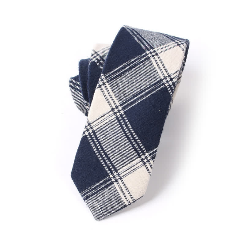 Accessoire de costume formel pour homme Cravate en coton à carreaux - Blanc - image 9