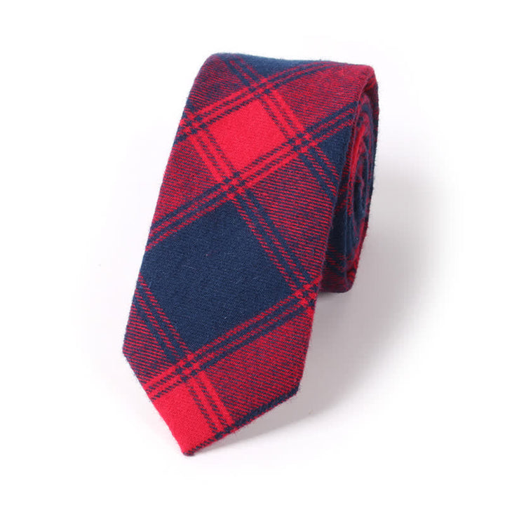 Accessoire de costume formel pour homme Cravate en coton à carreaux - Rouge - image 0