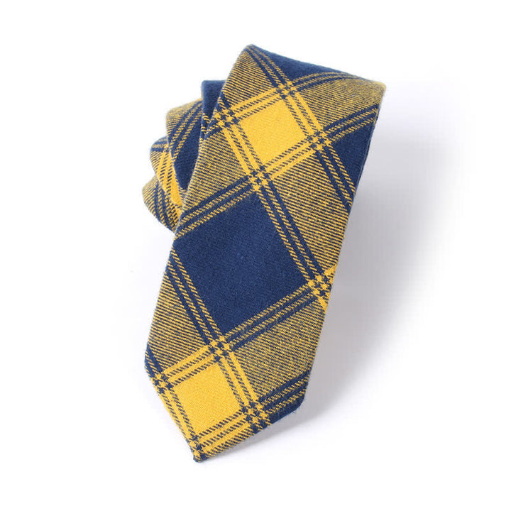 Accessoire de costume formel pour homme Cravate en coton à carreaux - Jaune - image 7