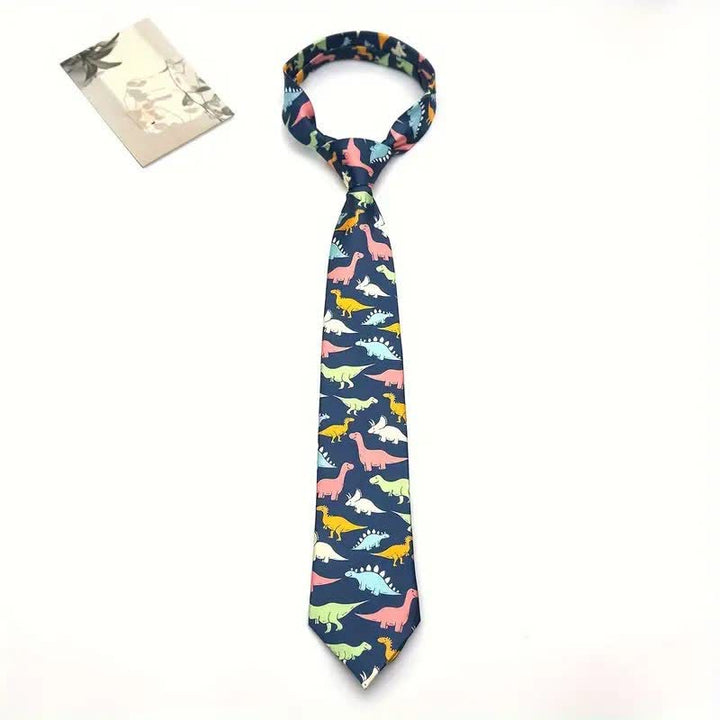Cravate pour homme à imprimé dinosaure coloré et accessoire de costume tendance