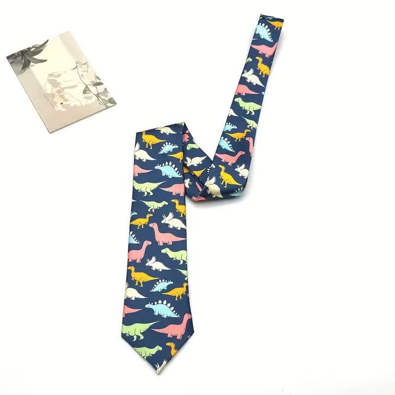 Cravate pour homme à imprimé dinosaure coloré et accessoire de costume tendance