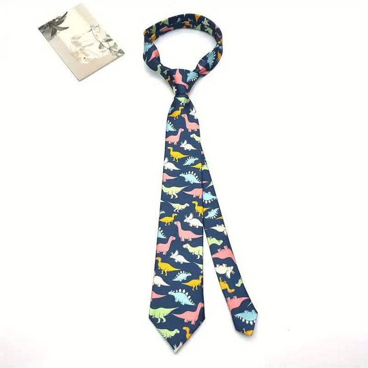 Cravate pour homme à imprimé dinosaure coloré et accessoire de costume tendance