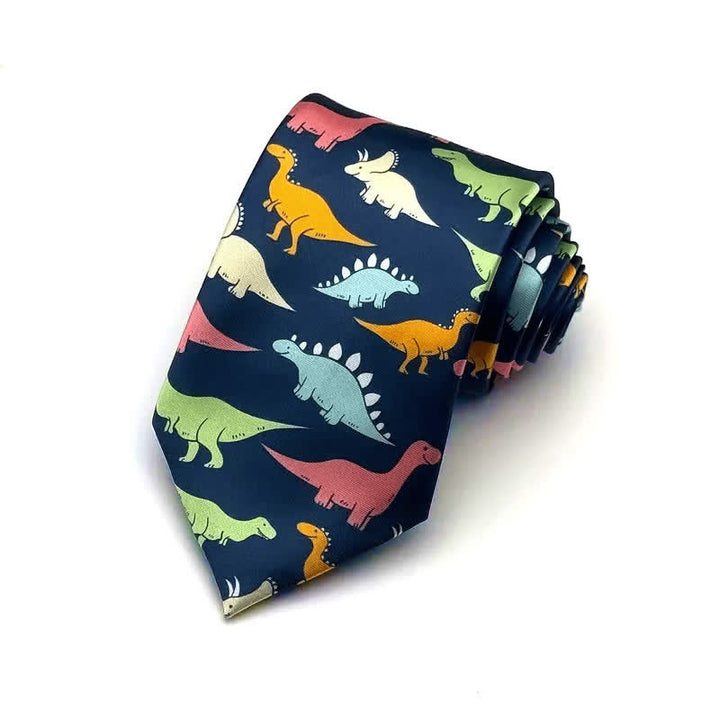 Cravate pour homme à imprimé dinosaure coloré et accessoire de costume tendance