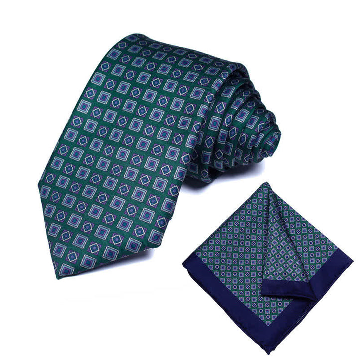 Lot de 2 cravates et mouchoirs à motif cachemire géométrique pour homme - Style #24 - image 25