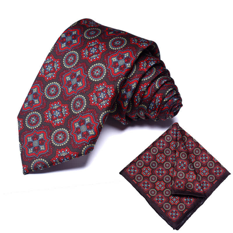 Lot de 2 cravates et mouchoirs à motif cachemire géométrique pour homme - Style #27 - image 28