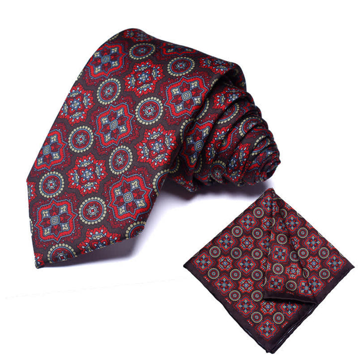 Lot de 2 cravates et mouchoirs à motif cachemire géométrique pour homme - Style #27 - image 28