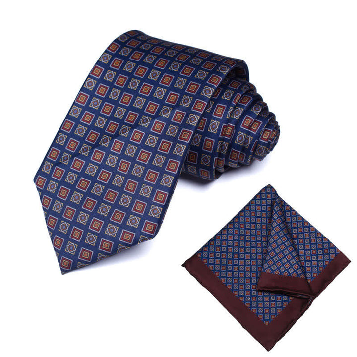 Lot de 2 cravates et mouchoirs à motif cachemire géométrique pour homme - Style #23 - image 24