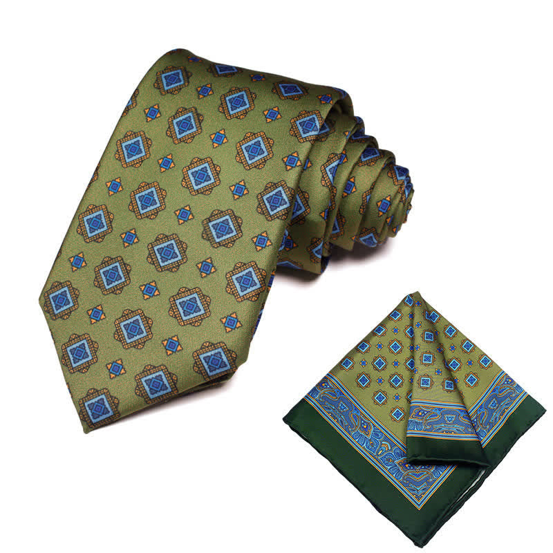 Lot de 2 cravates et mouchoirs à motif cachemire géométrique pour homme - Style #28 - image 29