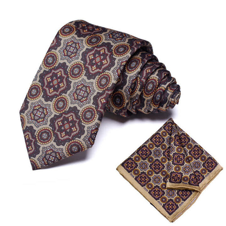 Lot de 2 cravates et mouchoirs à motif cachemire géométrique pour homme - Style #26 - image 27