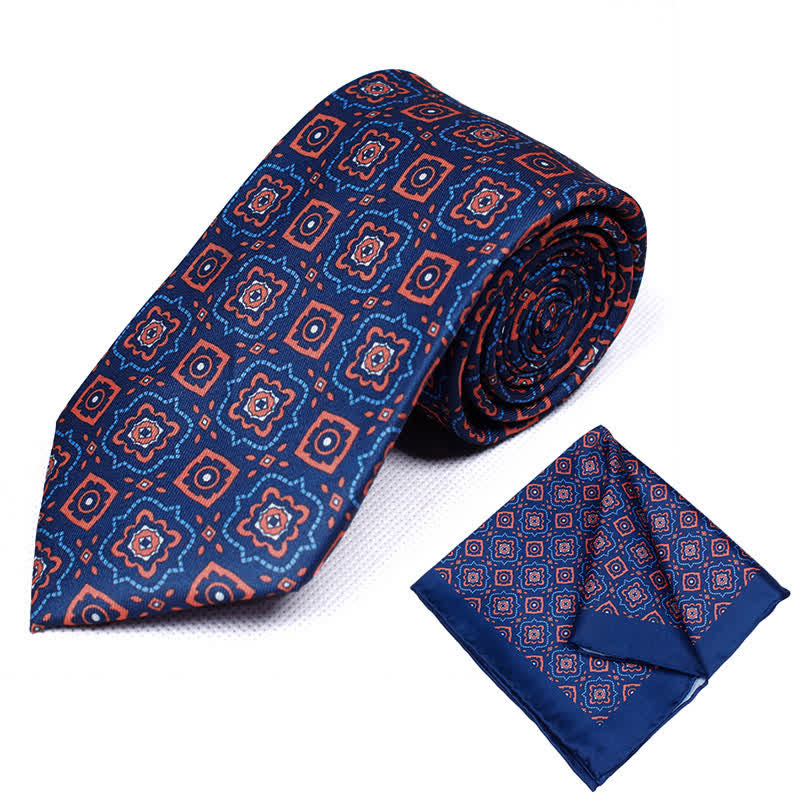 Lot de 2 cravates et mouchoirs à motif cachemire géométrique pour homme - Style #1 - image 1