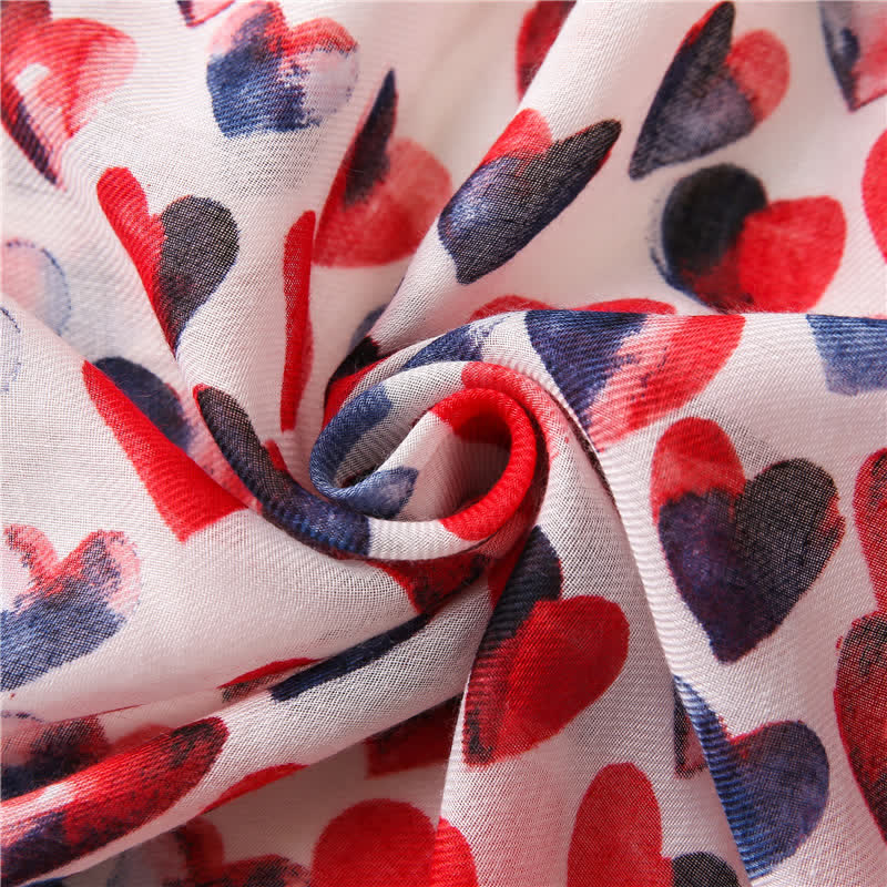 Foulard fin à pompon en forme de cœur rouge pour femme