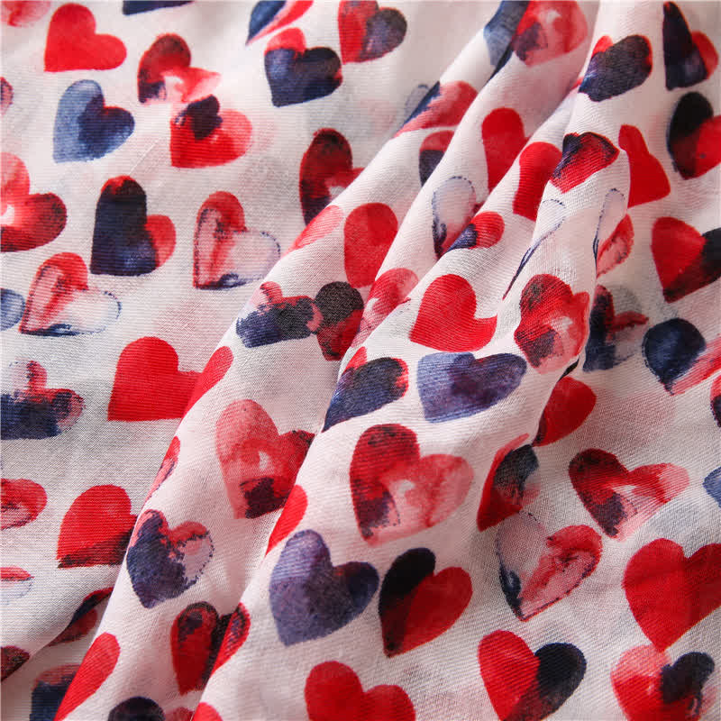 Foulard fin à pompon en forme de cœur rouge pour femme