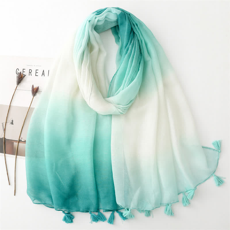 Écharpe fine à dégradé de couleurs unique et fraîche pour femme - Vert - image 8